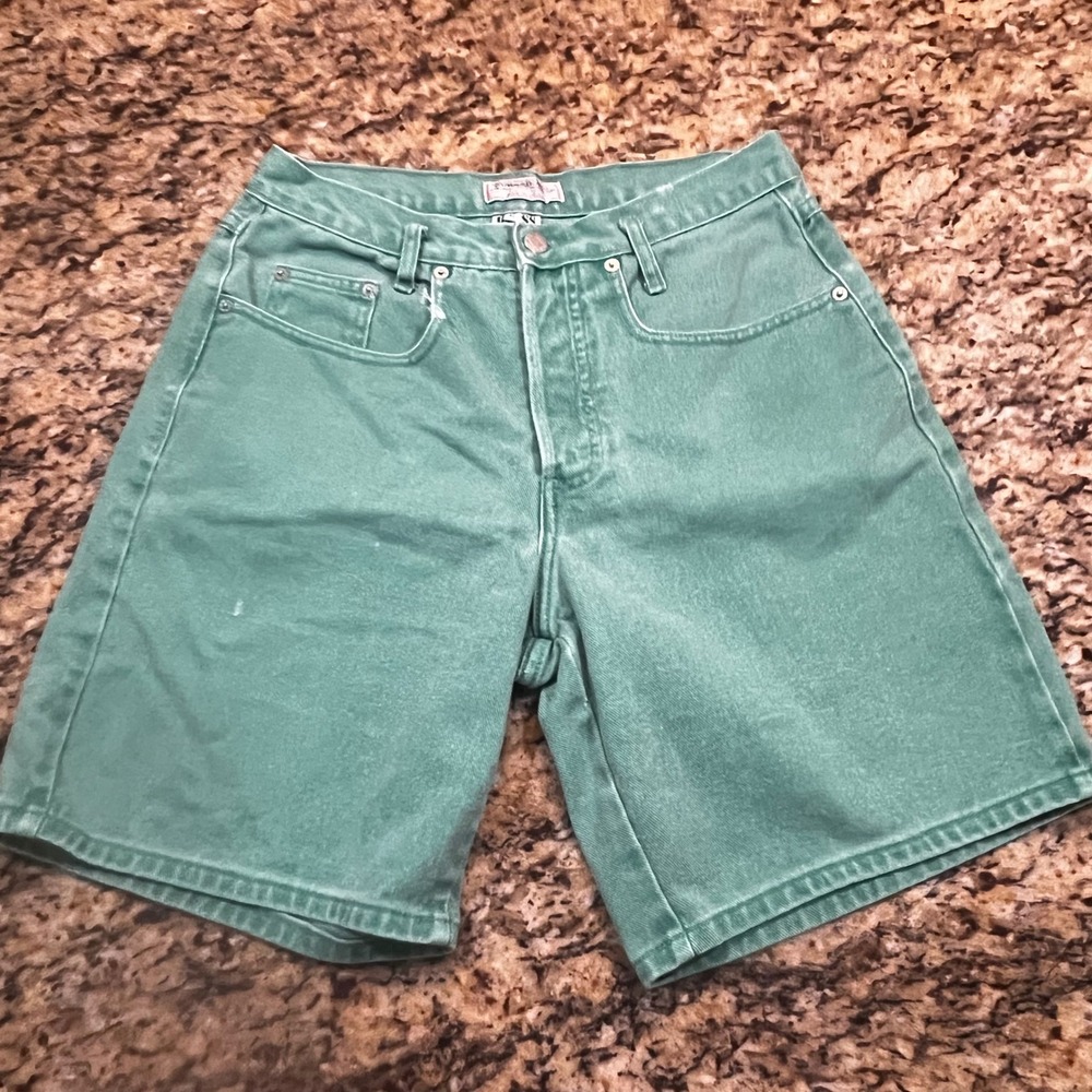 Vintage Guess Georges Marciano Green Denim Shorts High Rise Size 2 USA Made